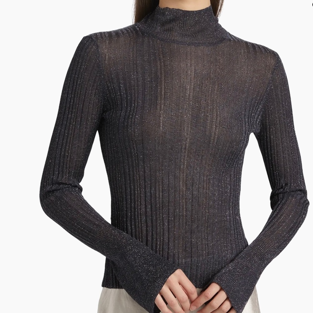 TOCCIN Amelia Turtleneck Top with Flared Cuffs Midnight